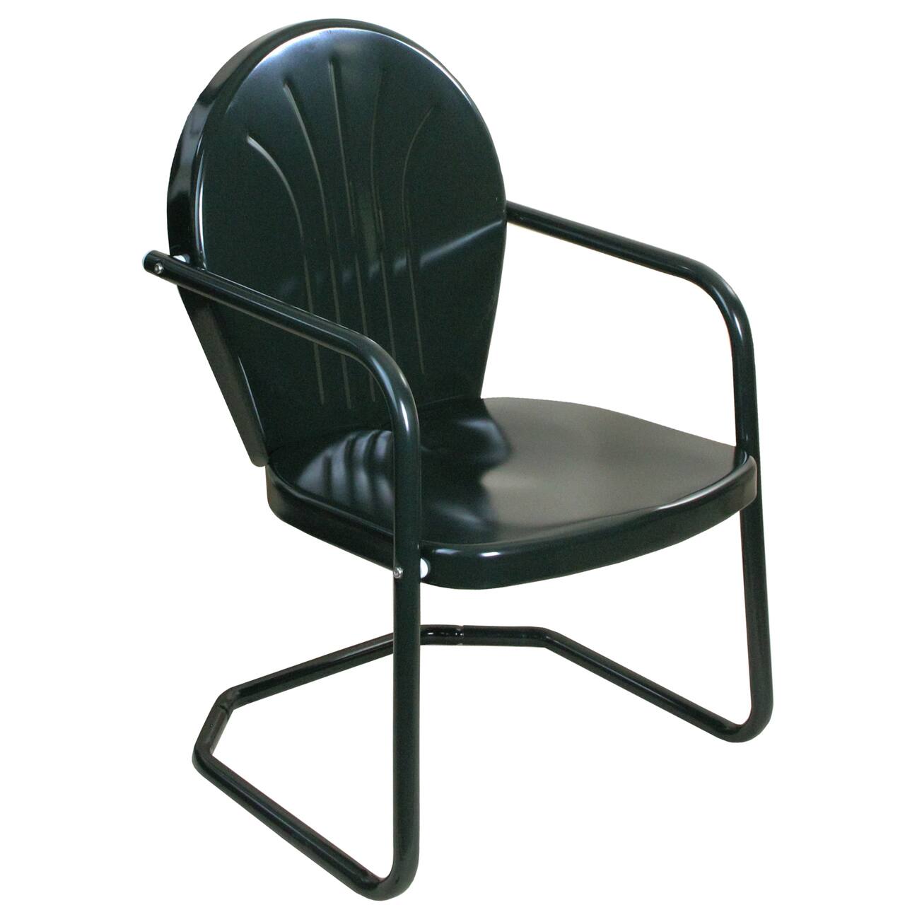 Dark Forest Green Retro Metal Outdoor Tulip Chair